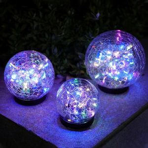 Outdoor <b>Solar</b> <b>Powered</b> Crackle Ball Garden <b>Lamp</b> IP65 Weatherproof No Wiring Needed <b>Solar</b> Path Light for Landscape Decoration - Product Image 5