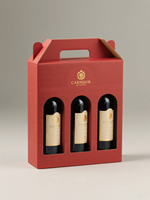 Boîte d'expédition en carton ondulé de luxe personnalisée pour bouteille de vin, avec doublure en mousse et gaufrage, boîte rigide à poignée