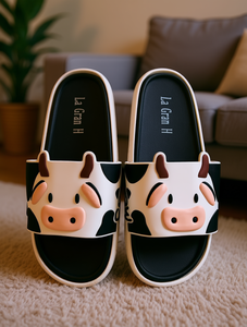 Ciabatte da casa da uomo La Gran H con stampa mucca, in EVA antiscivolo, per tutte le stagioni, design a cartone animato, a punta aperta - Product Image 2
