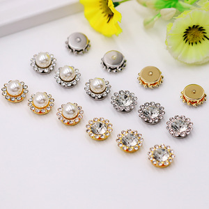 Double Layer Pearl Rhinestone <b>Buttons</b> Flower Shape Nickel Free DIY Jewelry Accessories - Product Image 3