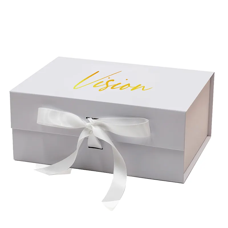 Custom Printing Magnetic Paper Box Gift Packaging Box Luxury Candy Wedding Rigid Large Gift Box With Ribbon