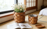Ensemble de paniers à plantes en bois tressé naturel fabriqués en Chine, porte-pot de fleurs d'intérieur avec doublure intérieure imperméable