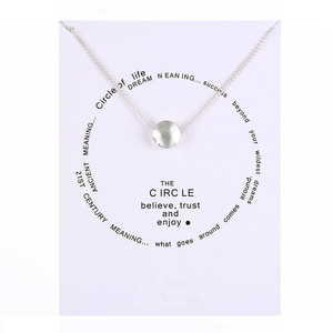Moda brillante círculo Believe Trust Enjoy Bean colgante collares mujer elegante plata gargantilla collares joyería - Product Image 4