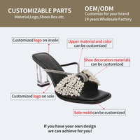 Chaussures de soirée élégantes à talons hauts pour femmes, style mule à bout ouvert, ornées de perles, sexy et luxueuses, pour l'été et l'extérieur, à bout carré