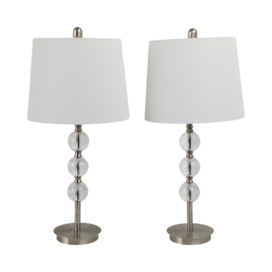 Lampade da Tavolo Moderne con Base a Sfera in Vetro e Paralumi Decorativi in Tessuto per Camera da Letto e Soggiorno - Product Image 2