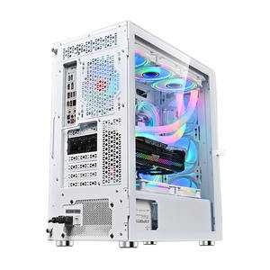 Ha llegado recientemente a la venta al por mayor, <span class=keywords><strong>caja</strong></span> de escritorio de juegos de vidrio <span class=keywords><strong>templado</strong></span> USB3.0 blanco con ventiladores, juego completo de PC/Micro - Product Image 4