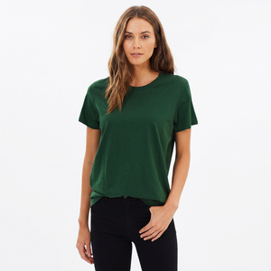 Camiseta de Manga Corta para Mujer, 100% Algodón, Transpirable, Anti-Pilling, Ecológica, Casual, Estampada, con Decoración de Botones con Logotipo - Product Image 1