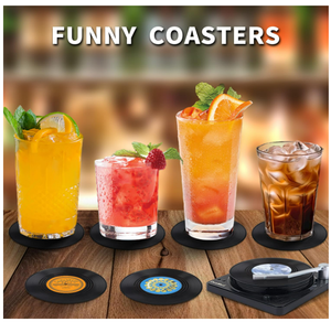 ชุดจานรองแก้วไวนิลสไตล์เรโทร 6 ชิ้น ของขวัญสำหรับคนรักดนตรี เหมาะสำหรับงานขึ้นบ้านใหม่ งานแต่งงาน หรือของขวัญแต่งงาน - Product Image 4