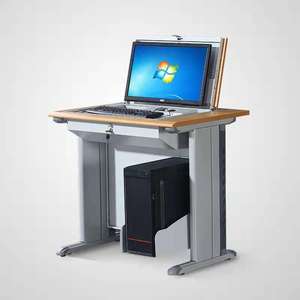 Bureau d'ordinateur moderne et réglable pour salle de classe multimédia, bureau d'ordinateur inversé à double écran, bureau de formation dissimulé, salle informatique pour étudiants - Product Image 2