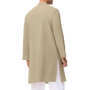 XiuSheng alta calidad hombres árabes musulmanes Algodón puro Thobe Thawb caftán <span class=keywords><strong>traje</strong></span> ropa islámica hombres saudíes Thobe con botones - Product Image 4