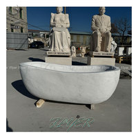 Baignoire autoportante en marbre sculpté, forme ovale, polie, moderne et populaire, en pierre naturelle