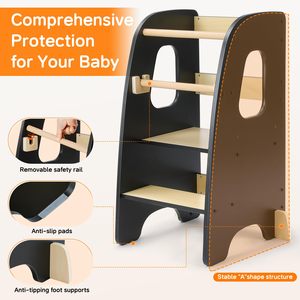 Có thể điều chỉnh bằng Gỗ Nhà Bếp tháp phân cho trẻ mới biết đi trẻ em đứng học tập Helper với Non-Slip feet cho phòng tắm sử dụng - Product Image 5