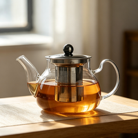 Théière en verre pour la cuisine à domicile avec infuseur en acier inoxydable, capacité multiple, accessoire minimaliste pour la préparation du thé