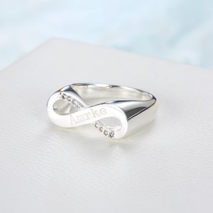 Goud Zilver Rose Vergulde Valentine Love Ring Wedding Party Anniversary Zirkoon Micro Insert Gepersonaliseerde Naam Infinity Ring - Product Image 5