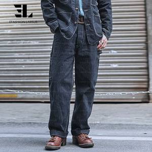 LARSUR Pantalon de menuisier en denim rayé indigo personnalisé en usine en détresse Délavé <span class=keywords><strong>Jean</strong></span> automobile Wabash Railway Railroad pour hommes - Product Image 2