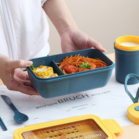 Boîte à lunch bento en plastique étanche scellée au micro-ondes personnalisée avec ensemble de vaisselle pour enfants