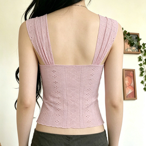 Top de Tirantes Finos con Encaje Transpirable y Delicado, Estilo Fresco y Dulce, para Adolescentes - Product Image 5