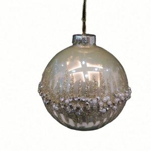 Adornos Navideños de Cristal Pintados a Mano en Oro Mate Champán de 8 cm para Colgar en el Árbol de Navidad - Product Image 2