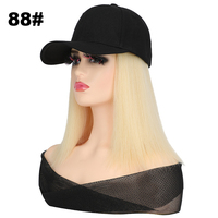 Vente en Gros Casquette Perruque Chapeau Perruque Cheveux Synthétiques Courts Bob Raides Bouclés Casquette de Baseball Noir de Haute Qualité