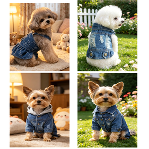 Chaqueta Vaquera Personalizada para Perros, Estilo Desgastado, para Perros Pequeños y Medianos, Cachorros, para Paseos Diarios al Aire Libre - Product Image 1