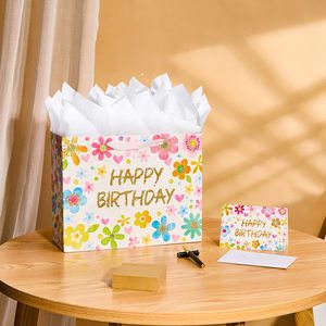 Sacs en papier personnalisés à faible MOQ avec logo, grands et mignons, pour cadeaux d'anniversaire et de fête, recyclables pour l'artisanat, les bougies, les photos - Écologiques - Product Image 2
