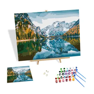 Peinture par Numéros à Faire soi-même Moderne Lac Montagne Paysage Impression 3d Peinture par Numéros Décoration Maison Cadeaux Décoration Arts Artisanat