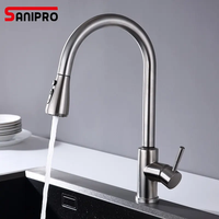 Robinet de cuisine SANIPRO à commande tactile intelligente, chaud et froid, 2 modes, mitigeur, bec pivotant, bec extractible, SUS304