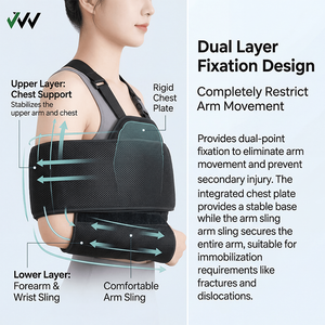 Attelle d'épaule médicale en mousse et spandex sur mesure pour immobilisation, réglable, pour blessure de la coiffe des rotateurs, bras <span class=keywords><strong>cassé</strong></span>, soulagement de la douleur - Product Image 3