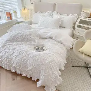 Ropa de cama de Hotel 100% algodón egipcio, Sábana de cama tridimensional coreana con funda de edredón, gran oferta