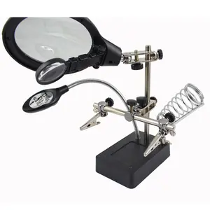 16129-c Multifunctional Magnifier 10x 7.5x 2.5x With 5 Led Lights Desktop Magnifier For Model Making Repairing