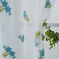 Ensemble de rideaux courts de cuisine et café, style ferme, broderie florale, 3 pièces, pour fenêtres courtes, rideaux courts à fleurs pour cuisine/