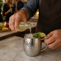 Taza Metálica Moscow Mule OEM de 420ml/550ml con Textura Martillada, sin Plomo, con Asa, para Vodka, Cerveza de Jengibre, Regalos para Restaurantes