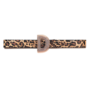 Cintura in tessuto con stampa leopardata, fibbia ad anello a D da 3 cm, accessorio moda donna, stile casual, materiale in poliestere - Product Image 2