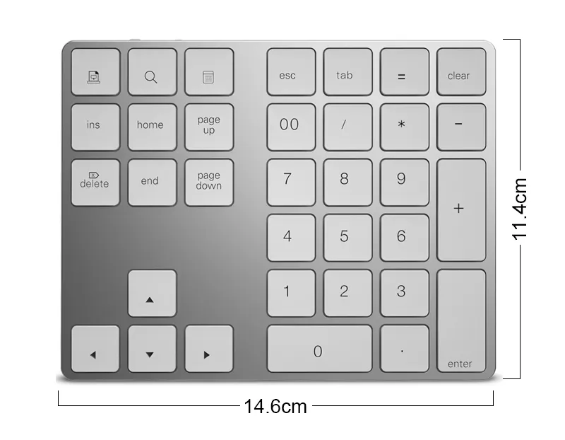 34 Keys Wireless Bt Ergonomic Number Pad Rechargeable Keypad Mini Keyboard For Laptop Pc