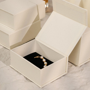 Custom Logo Simple Magnetic Closure Embossed Jewelry Packaging Box White Rigid Cardboard for <b>Rings</b> Necklaces Bracelets - Product Image 2