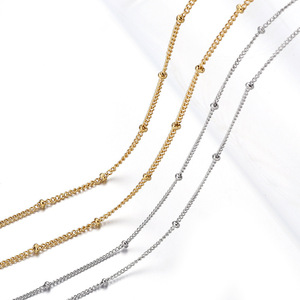 Chaîne torsadée en acier inoxydable de 1,8 mm à perles latérales, couleur or et argent, fournitures de bijoux DIY pour la fabrication de colliers - Product Image 4