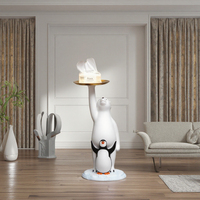 Sculptures modernes d'ours et de pingouins, décoration d'intérieur, ornements en résine pour le salon, sculpture animale, décoration sur pied