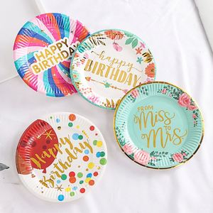 Assiettes en papier jetables personnalisées de 7 pouces avec impression et dorure pour fêtes d'anniversaire - Product Image 4