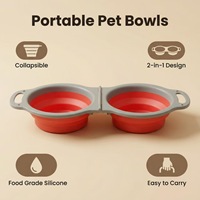 Bol pliable portable pour animaux de compagnie, double compartiment 2-en-1, pour nourriture et eau, pour chats et chiens, vente en gros pour fabricants