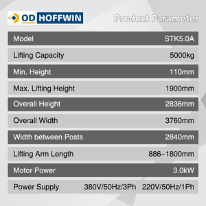STK5.0A-Elevador automático de 2 postes, elevador de vehículos, capacidad de elevación de <span class=keywords><strong>5000kg</strong></span>, equipo de taller certificado CE, actualización de 5T, STK5.0A, 2 postes - Product Image 6