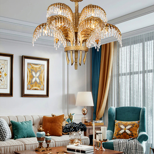 Lustre en cristal nordique, décoration artistique pour salon d'hôtel, forme <span class=keywords><strong>de</strong></span> <span class=keywords><strong>feuille</strong></span> en laiton doré, <span class=keywords><strong>luminaire</strong></span> en laiton, lustre en cristal en forme <span class=keywords><strong>de</strong></span> <span class=keywords><strong>feuille</strong></span> <span class=keywords><strong>de</strong></span> <span class=keywords><strong>palmier</strong></span> - Product Image 2