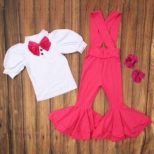 Nouvelle collection Printemps-Été 2022 : Ensemble deux pièces en coton pour bébés filles, style boutique, avec pantalon patte d'éléphant à bretelles - Product Image 5