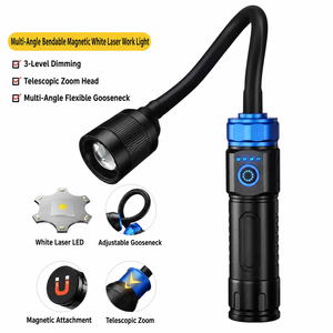 Lampe de travail magnétique multi-angle flexible avec zoom télescopique, torche LED 3 modes d'éclairage, chargement Type-C, conception à batterie détachable - Product Image 1