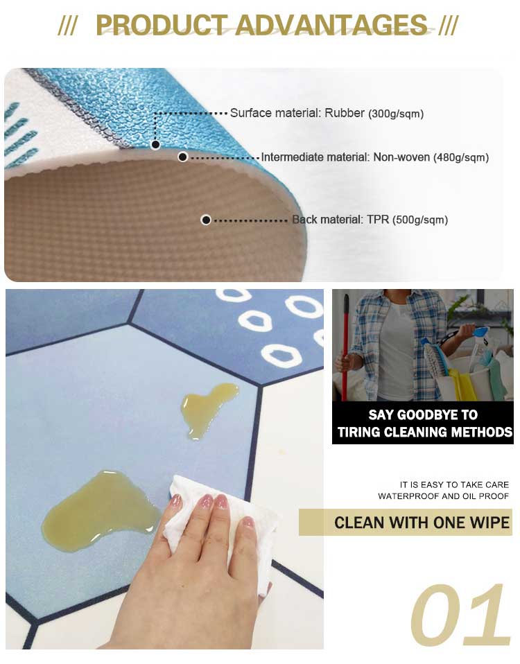 Usa Popular Amazon Printed Design Non Slip Waterproof Kitchen Mat Set De Alfombra De Cocina(图2)