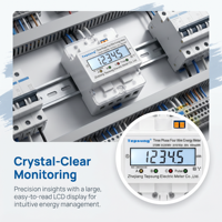 Meter Energi Tiga Fasa DIN Rail ETU01 4 Kawat 380V 100A Kelas 1.0 LCD kWh Meter untuk Pemantauan Daya Industri