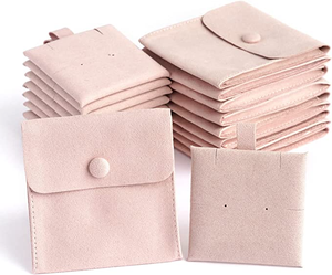 Pochette à bijoux pliable en suède à motif géométrique avec insert en microfibre, pochette imprimée du logo pour boucles d'oreilles, colliers, cartes – Idée cadeau - Product Image 1