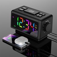 Nieuwe aanwinst digitale dubbele kleurrijke RGB wekker met weekdag-/weekendwekker, USB-oplader voor kinderkamer, woondecoratie