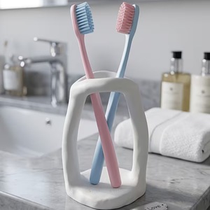 Toothbrush Holder Pure White Rectangular Minimalist Design For Bathroom Storage Eco-Friendly Gift - Product Image 1