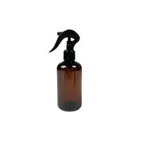 Flacon pompe en plastique PET rond transparent brun ambré de 100 ml, 200 ml, 250 ml pour liquide de parfum avec pulvérisateur à gâchette noir