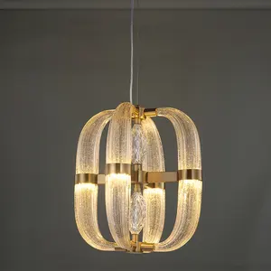 NDY/OEM Hot Contemporary Custom Living Room Hall Glass Metal Material Light Adjustment Led Chandelier Lamp